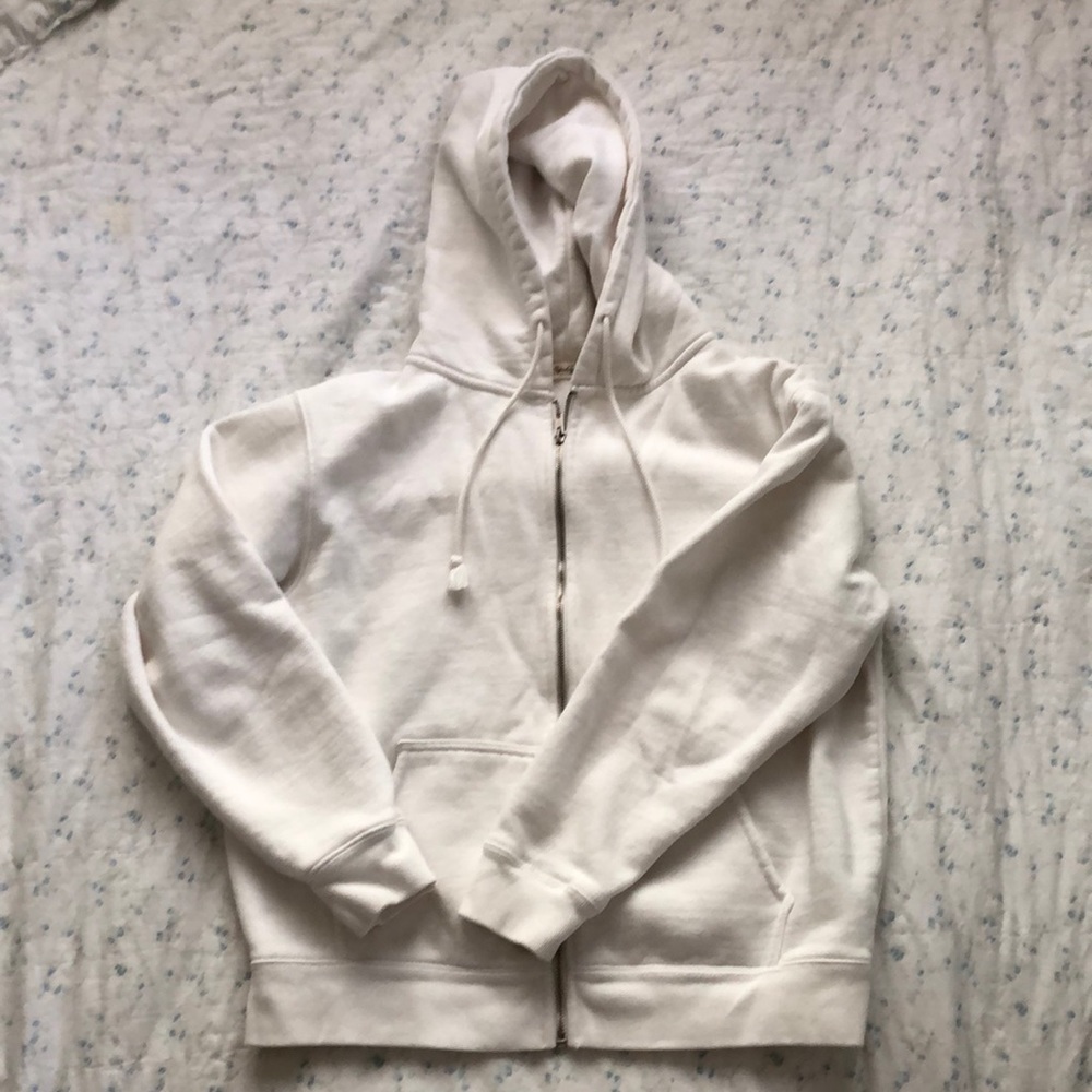 White zip up hoodie